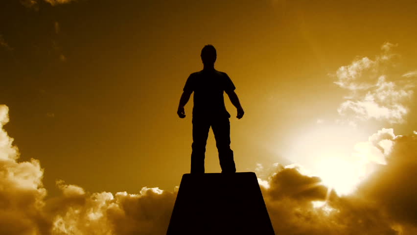Beautiful Warm Cloudscape With Man Silhouetted Standing ...
