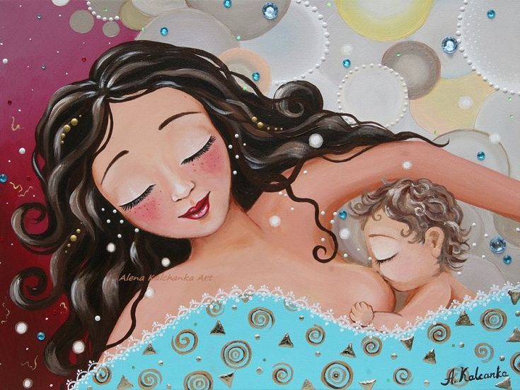 Breastfeeding art . mom and baby . motherhood illustration . | Etsy in ...